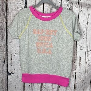 GAP Vintage-Look Pullover Short Sleeve Sweatshirt XS‎ Raglan Sleeve Gray Pink